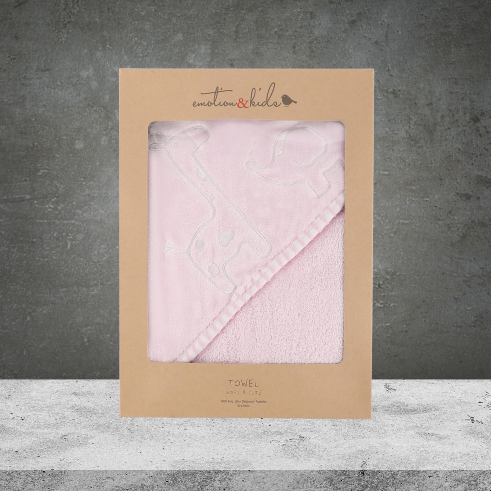 Emotion & Kids Pink Safari Hooded Towel