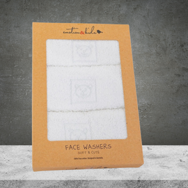 Emotion & Kids White Teddy Bear Face Washers 3 Pack