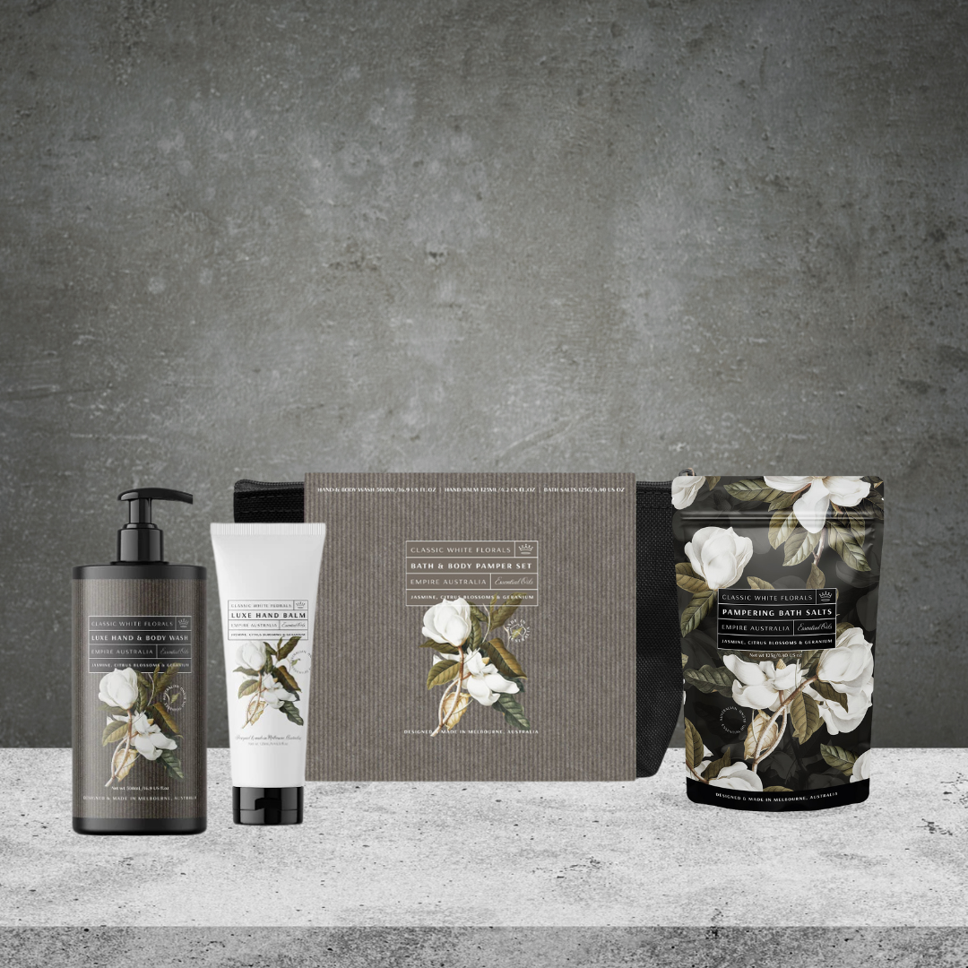 Empire Australia Classic White Floral Bath And Body Pamper Set