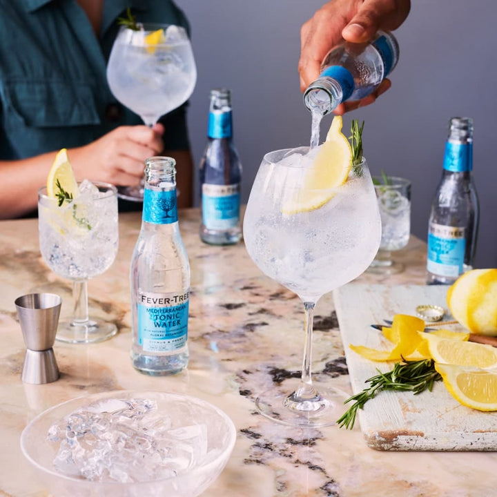 Fever Tree Tonic Water 200ml bottles and glasses