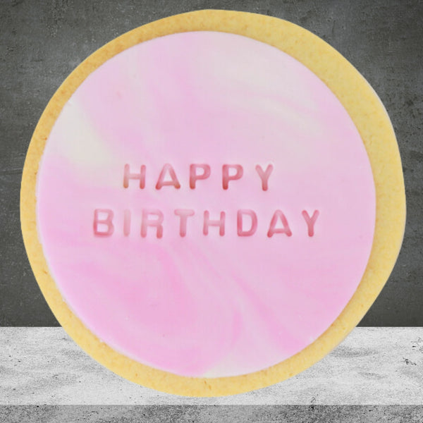 Pink Happy Birthday Handmade Cookie