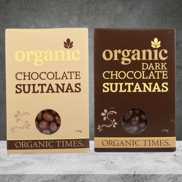 Organic Times Chocolate Coated Sultanas 150g