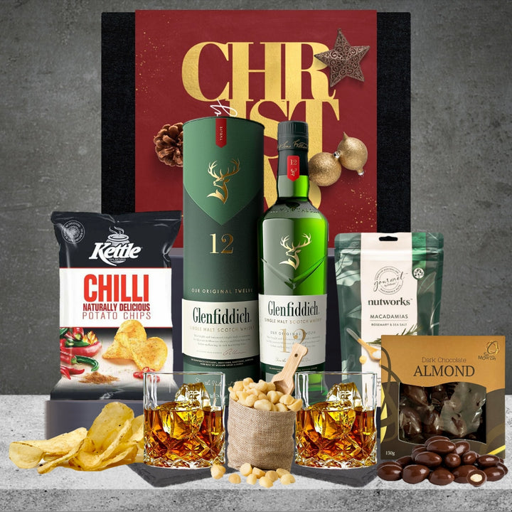 Glenfiddich 12-Year Old Single Malt Scotch Whisky Johnnie Walker Premium Whiskey Christmas Hamper