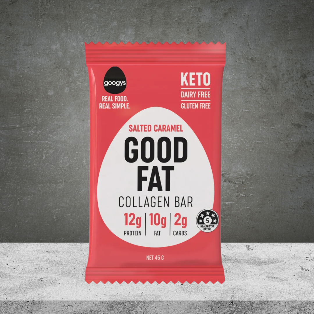 Googys Good Food Fat Keto Salted Caramel Collagen Bar 45g
