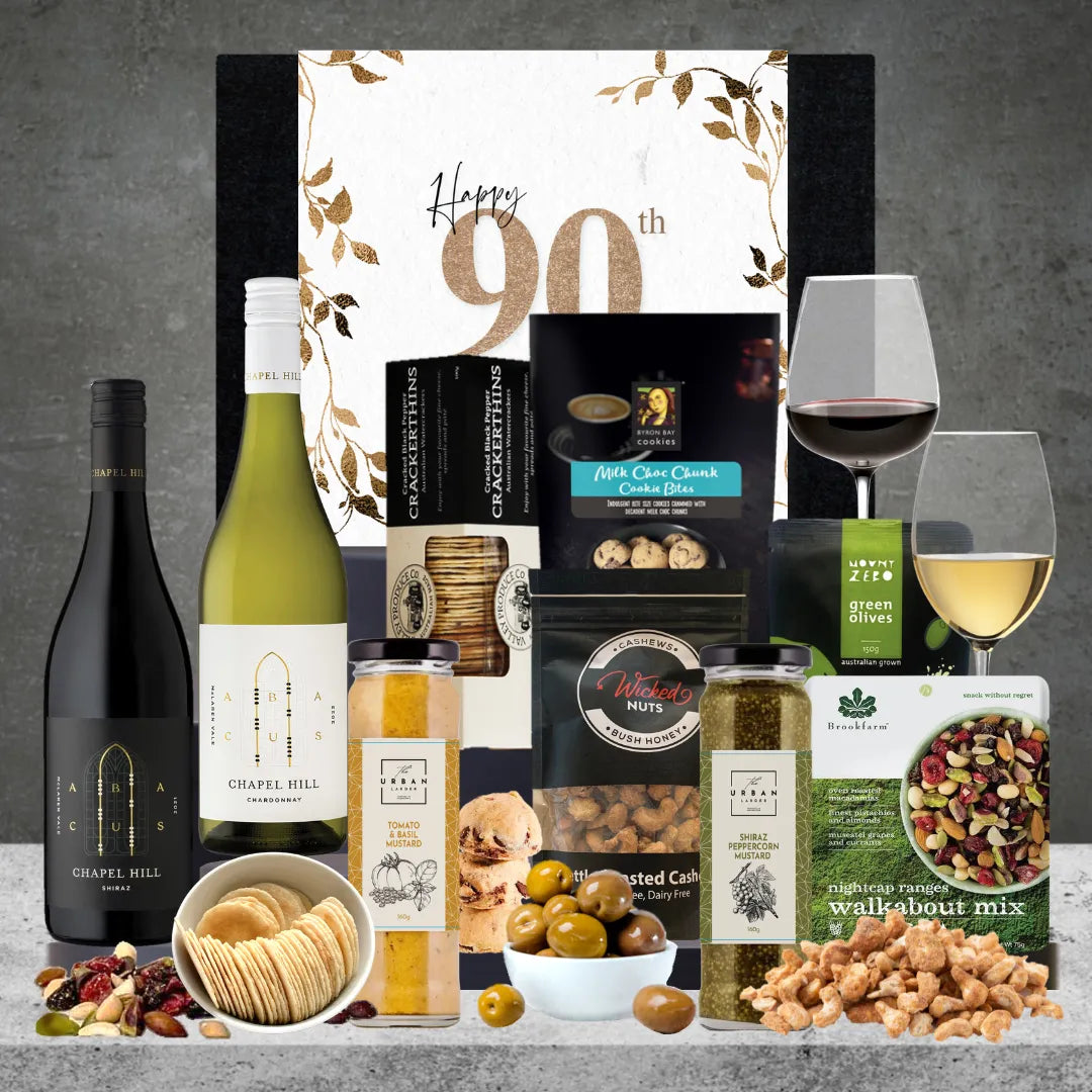 Happy 90th Birthday Australian Wine & Snacks Hamper