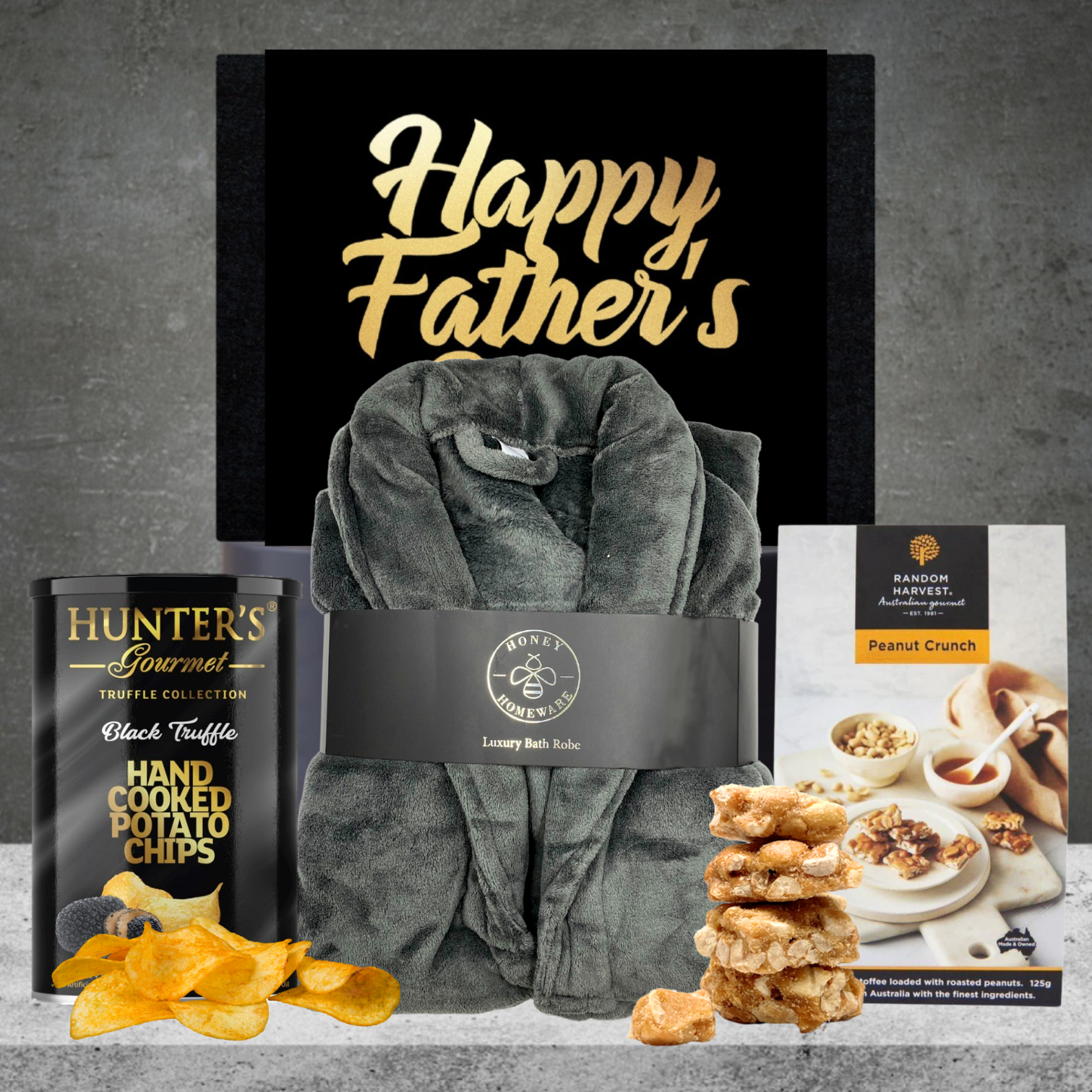 Plush Bathrobe & Snacks Hamper For Dad