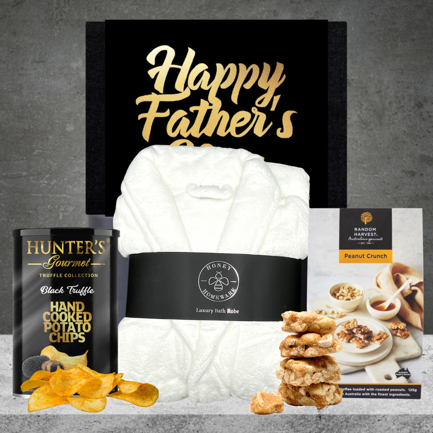 Plush Bathrobe & Snacks Hamper For Dad