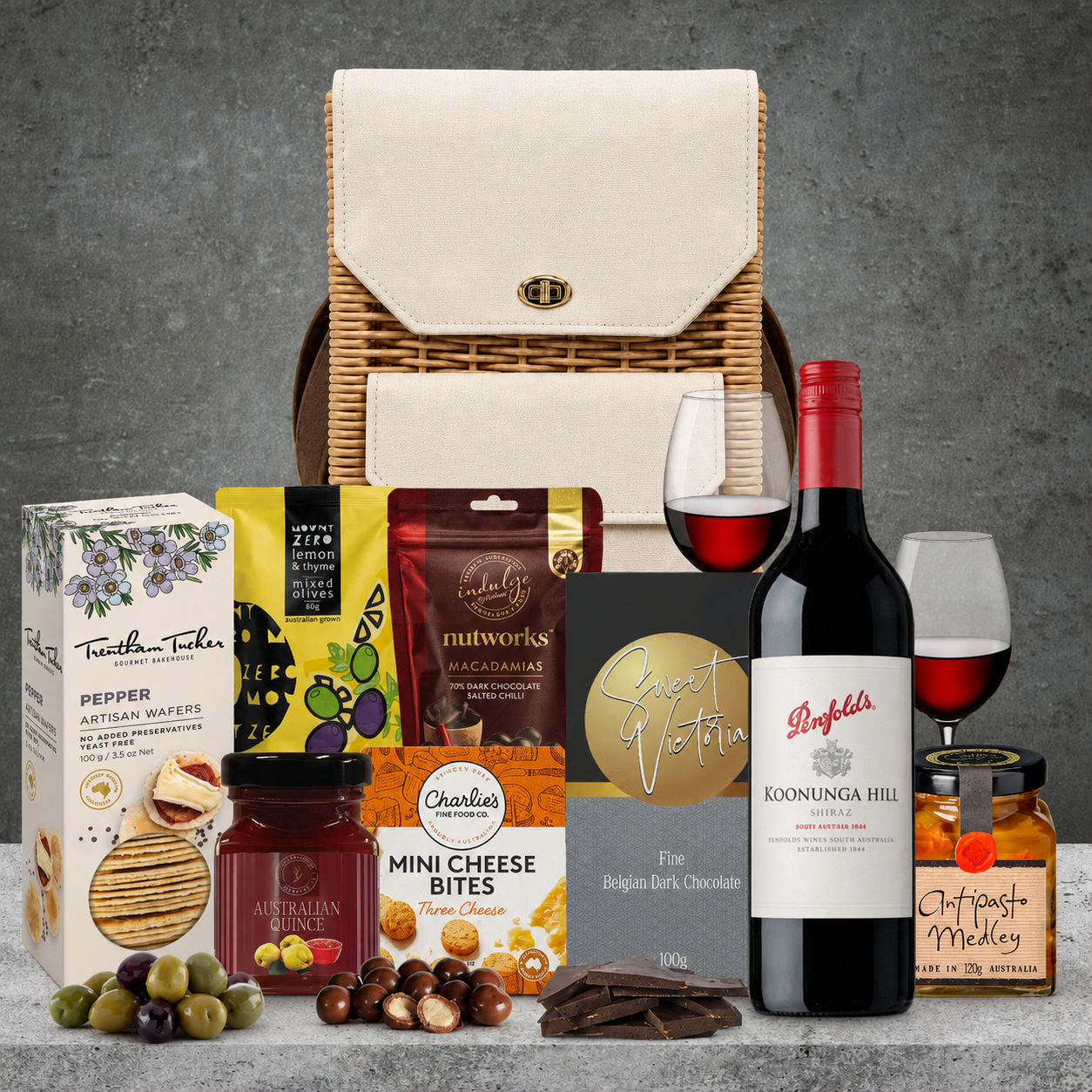 Red Wine & Nibbles Hamper Basket