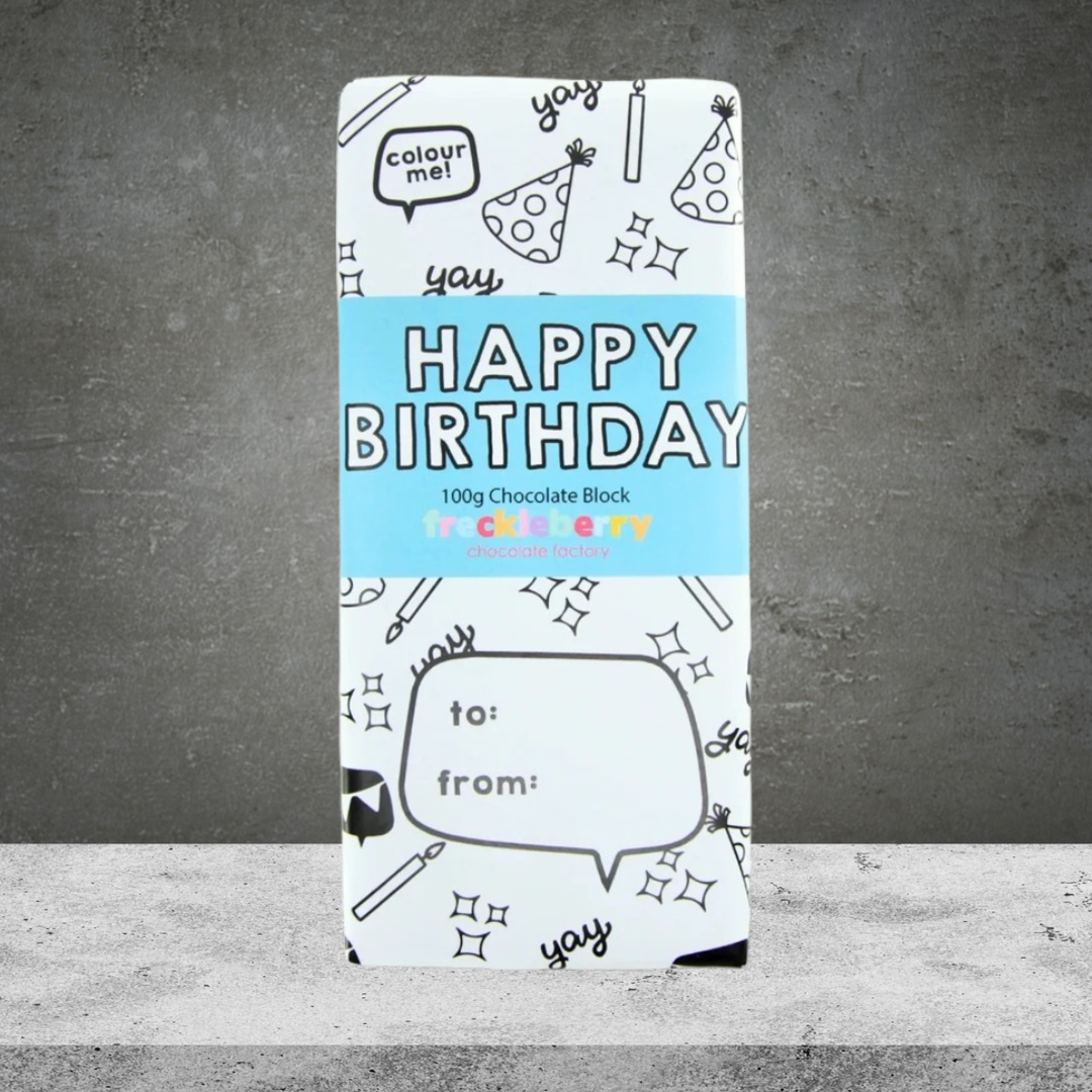 Freckleberry Happy Birthday Chocolate Block 100g