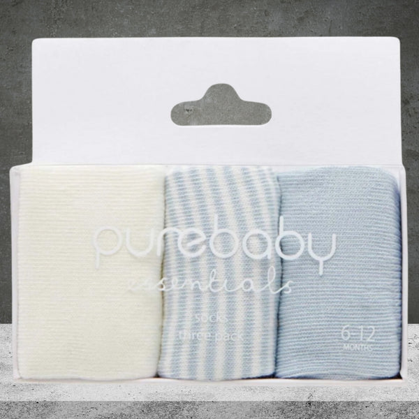 PURE BABY ESSENTIALS BLUE SOCKS 3 PACK