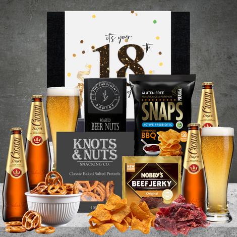 Happy 18th Birthday Crown Beer Hamper For Him