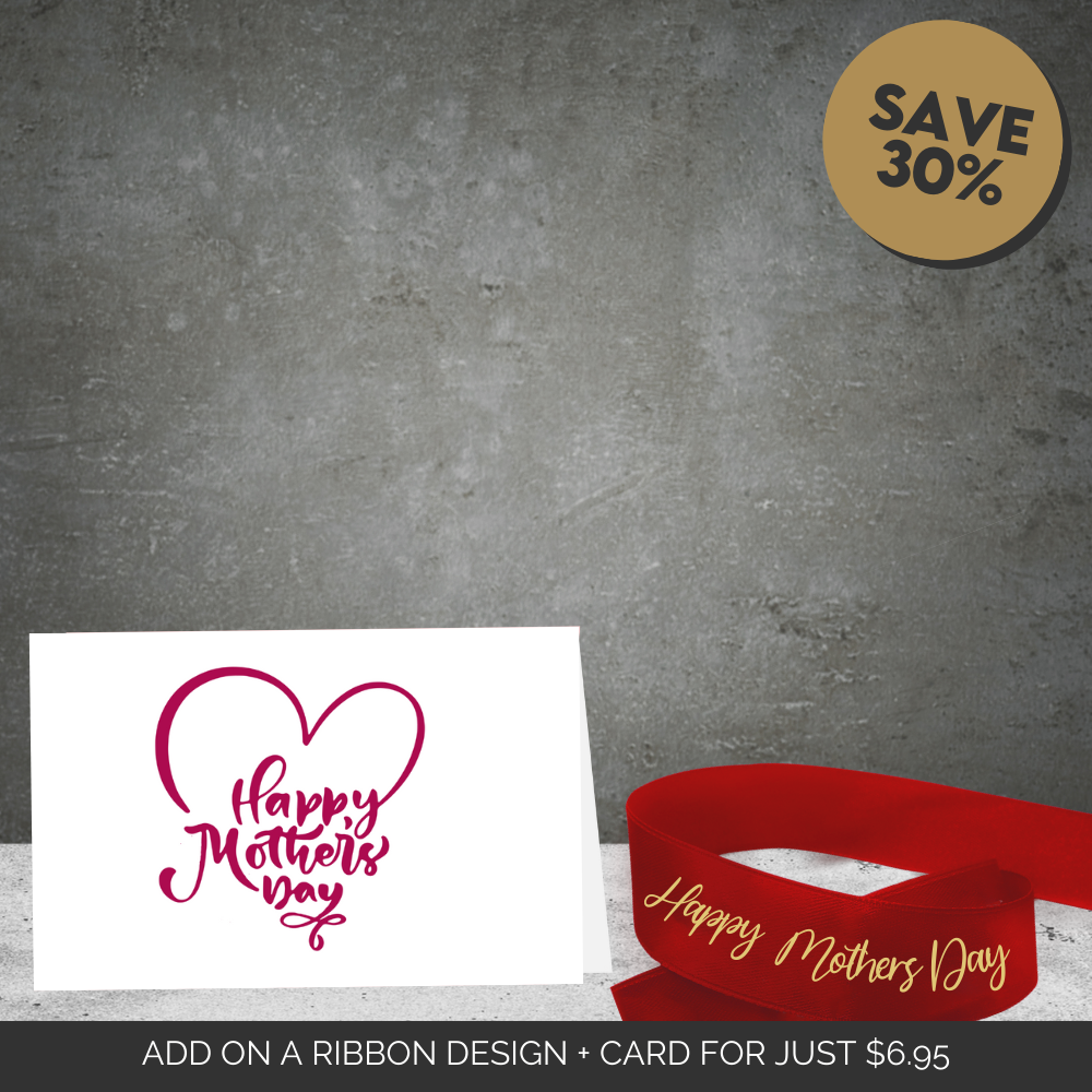 Happy Mothers Day Ribbon Red & Gold