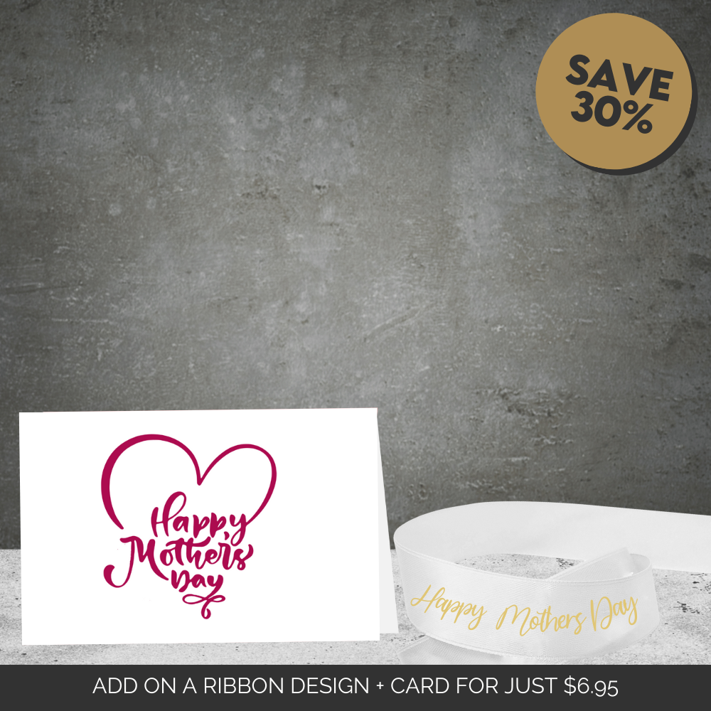 Happy Mothers Day Ribbon White & Gold