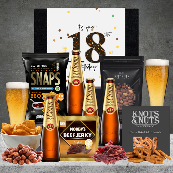 Happy 18th Birthday Crown Beer Hamper For Him