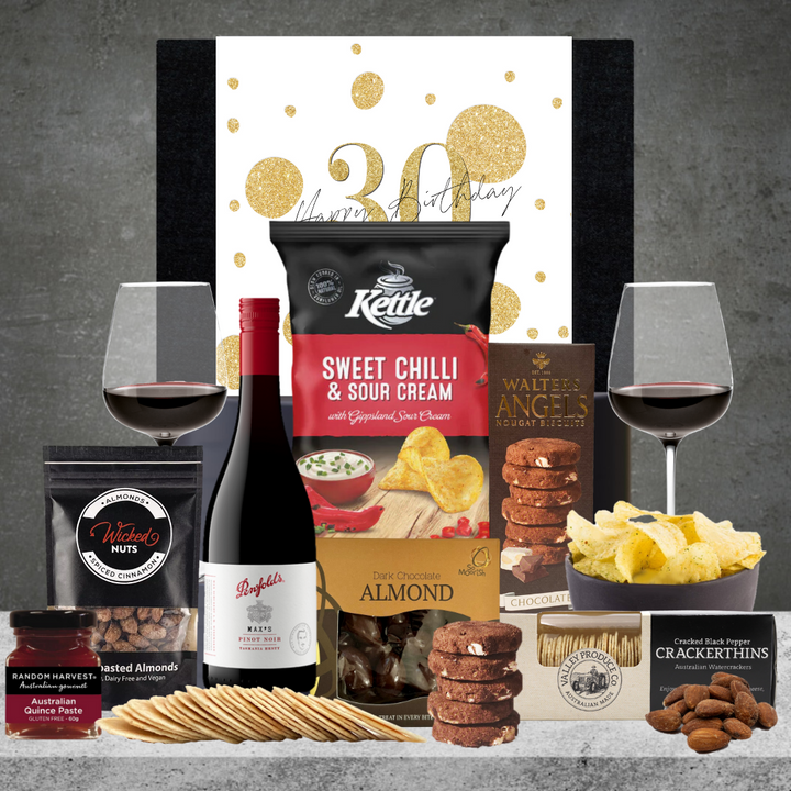 Happy 30th Birthday Red Wine Hamper For Her