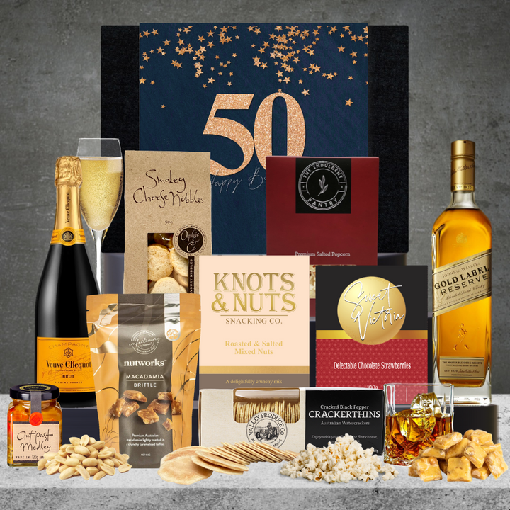 Happy 50th Birthday Champagne & Whiskey Hamper