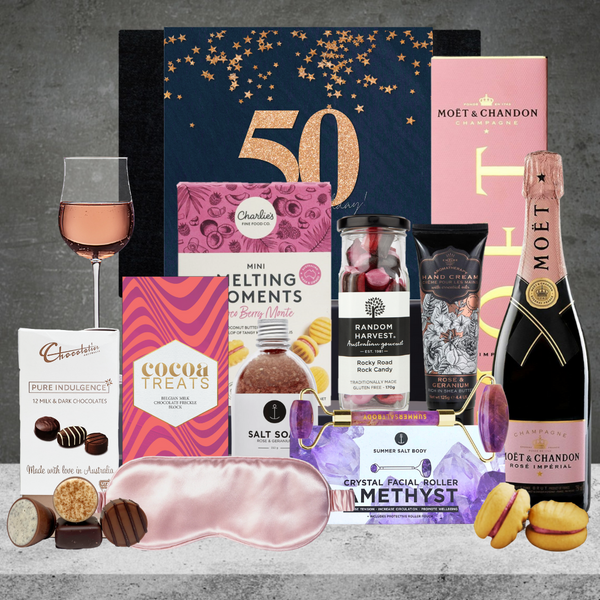 Happy 50th Birthday Luxury Moet Rose Hamper 