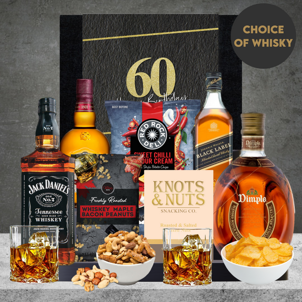 Happy 60th Birthday Whiskey & Nibbles Hamper