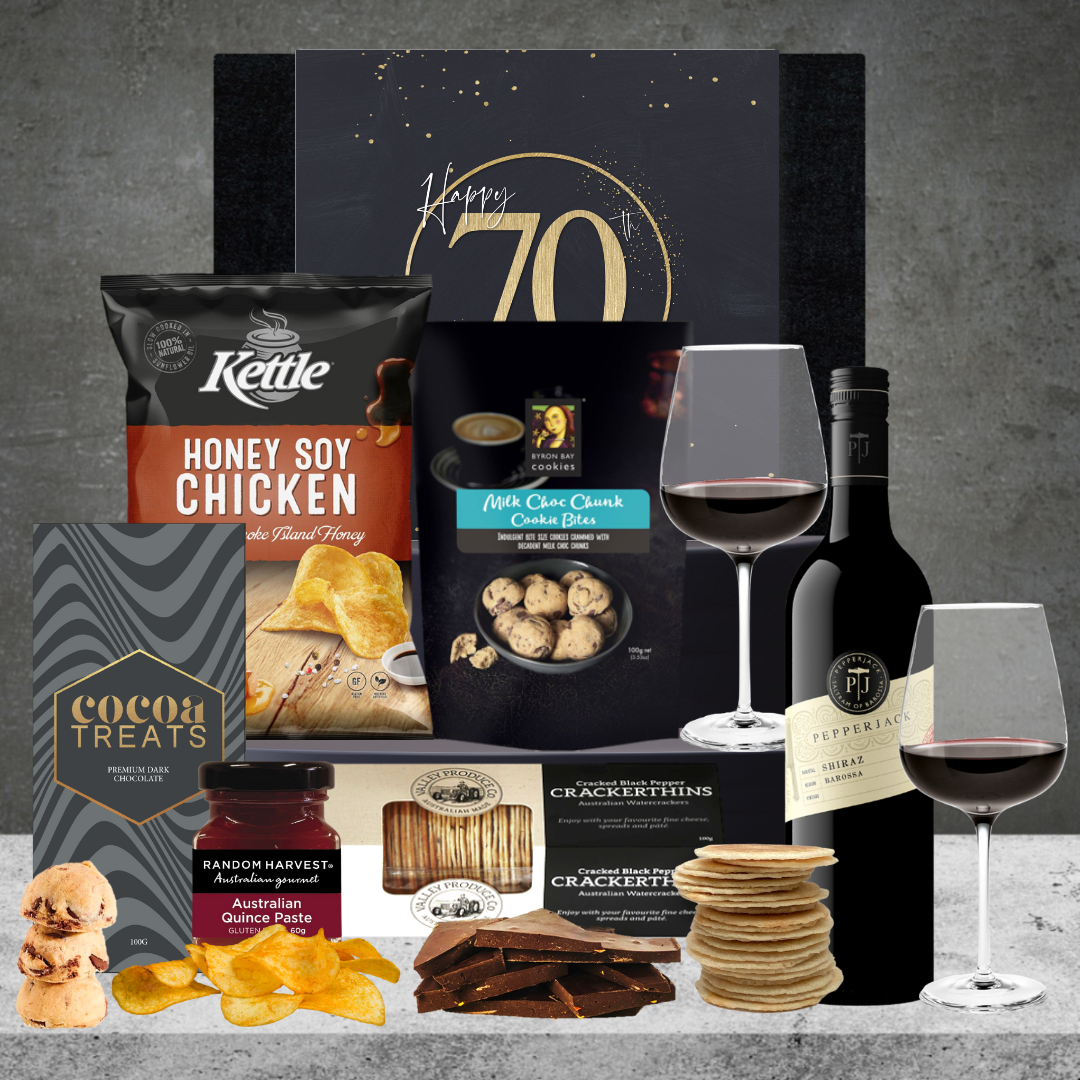Happy 70th Birthday Red Wine & Chocolate Hamper