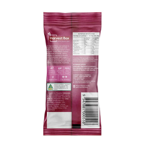 Harvest Box Dipped Almonds Raspberry & Dark Chocolate 40g back