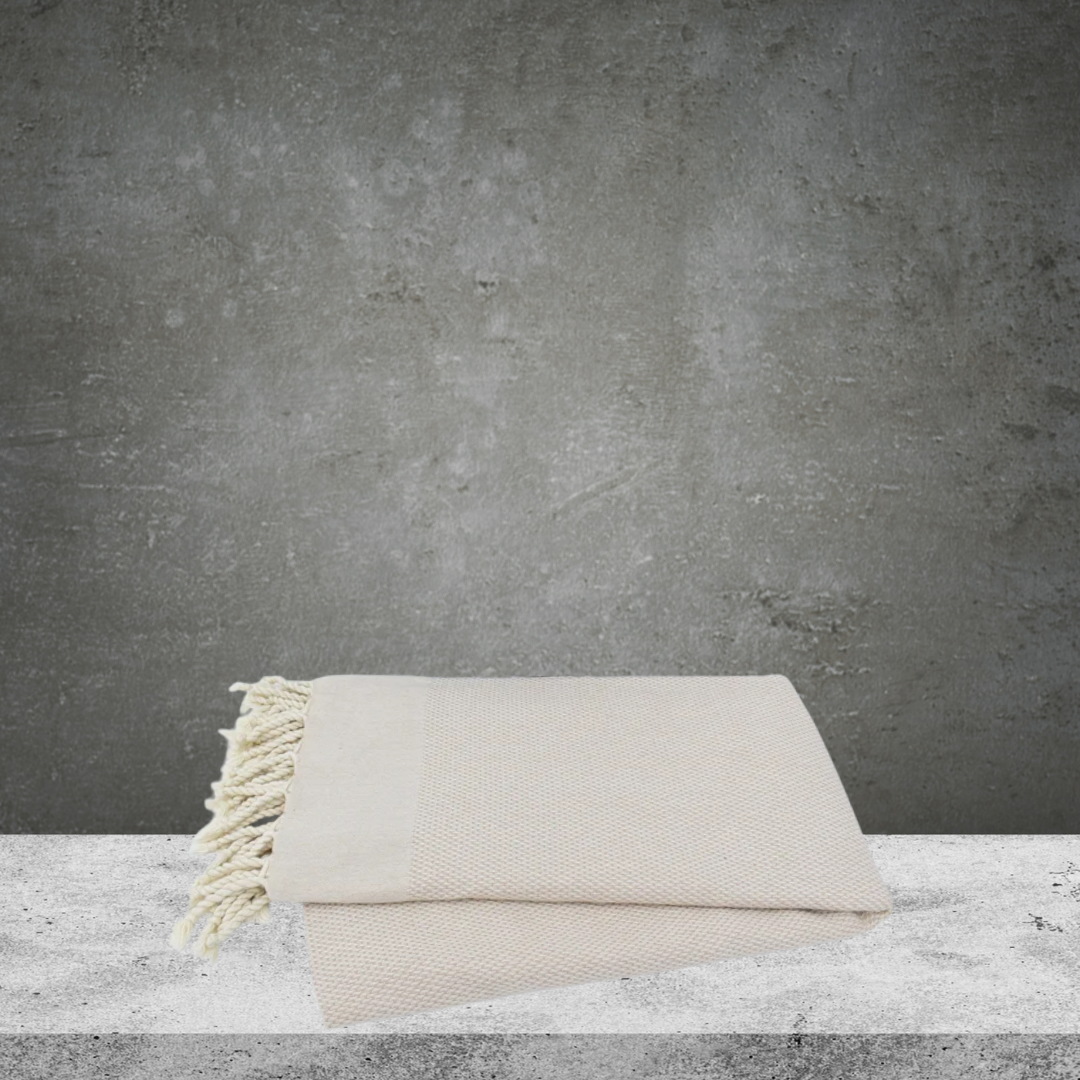 Herringbone Turkish Towels – Organic, Soft & Handwoven Beige