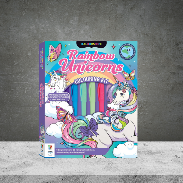Kaleidoscope Colouring Kit Rainbow Unicorns Book
