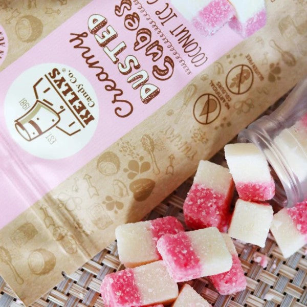 Kelly's Candy Co dusted coconut ice cubes 90g