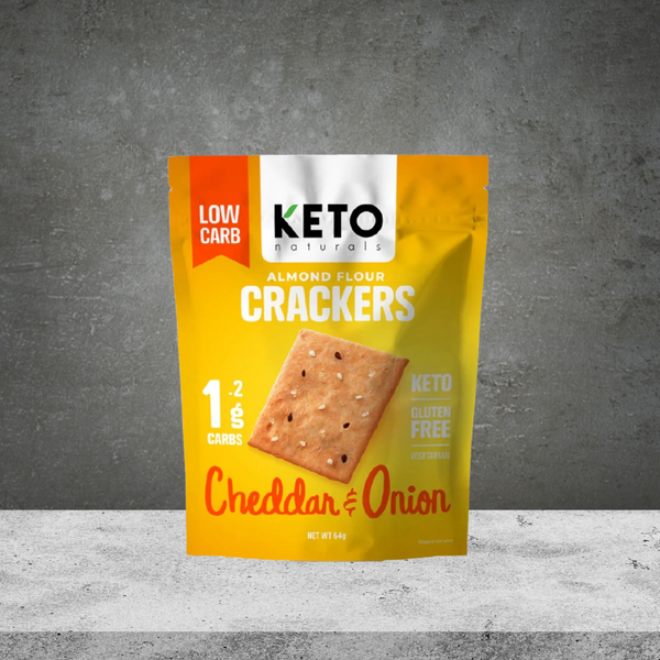 Keto Natural Almond Flour Crackers Cheddar and Onion