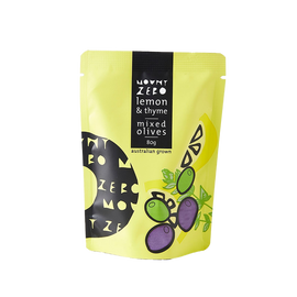 Mount Zero lemon & thyme marinated mixed olives pouch - 80g
