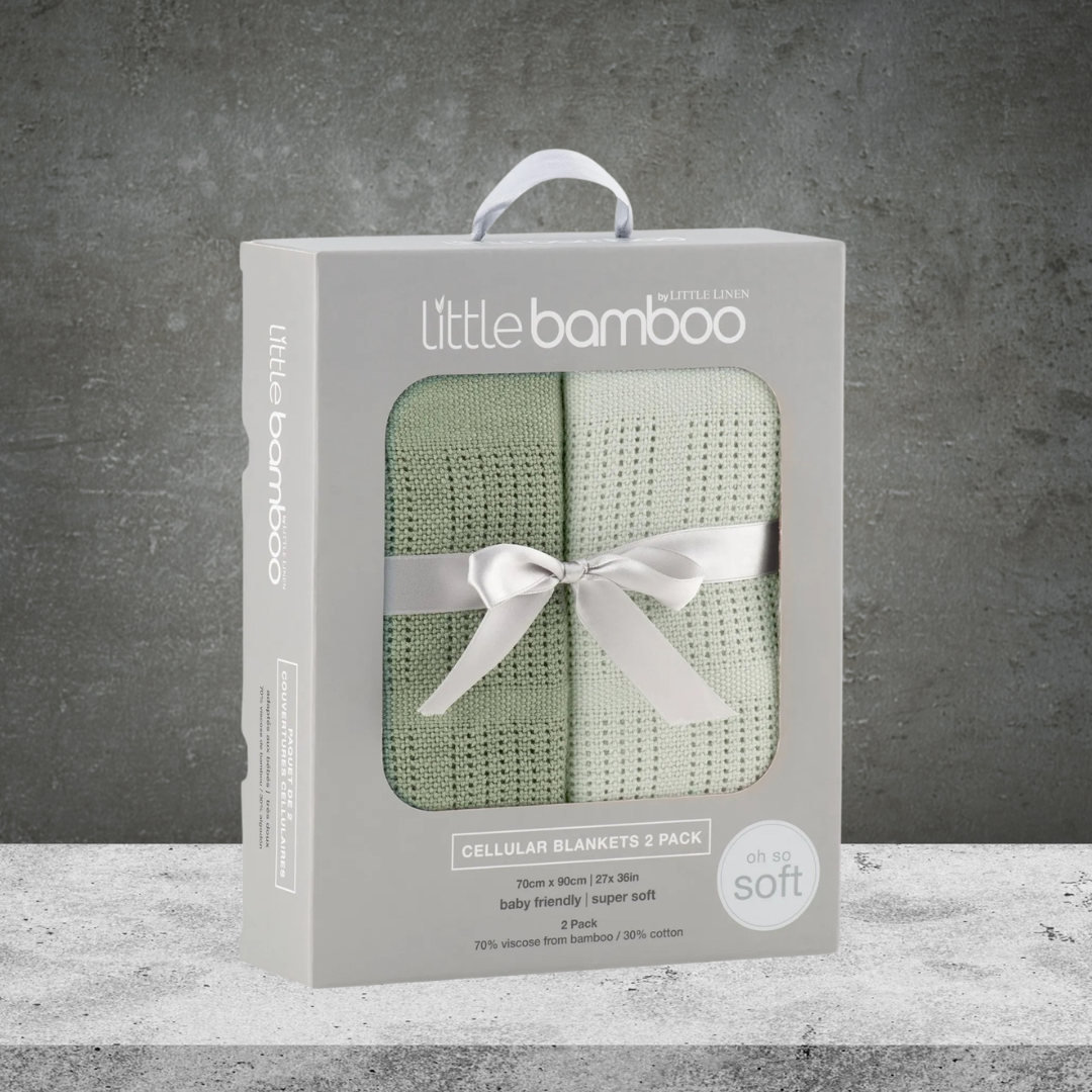 Little Bamboo Baby Cellular Blanket 2Pk - Bayleaf