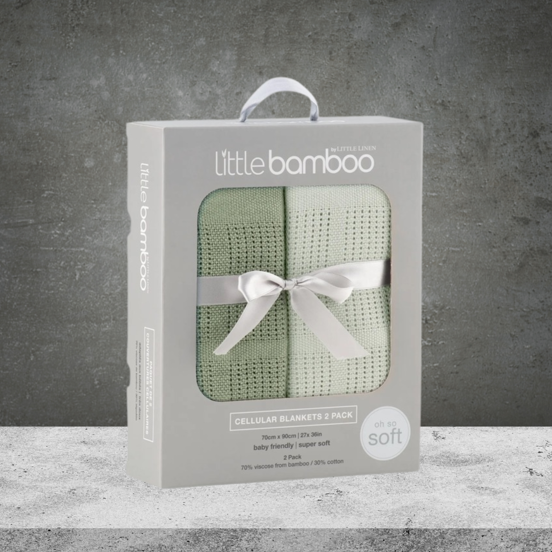 Little Bamboo Cellular Blanket 2pk - Bay Leaf