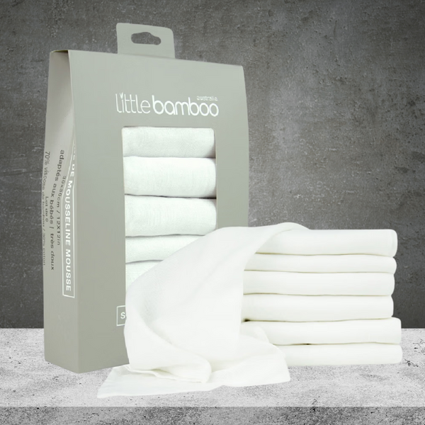 Little Bamboo Natural Muslin Washers 6pk