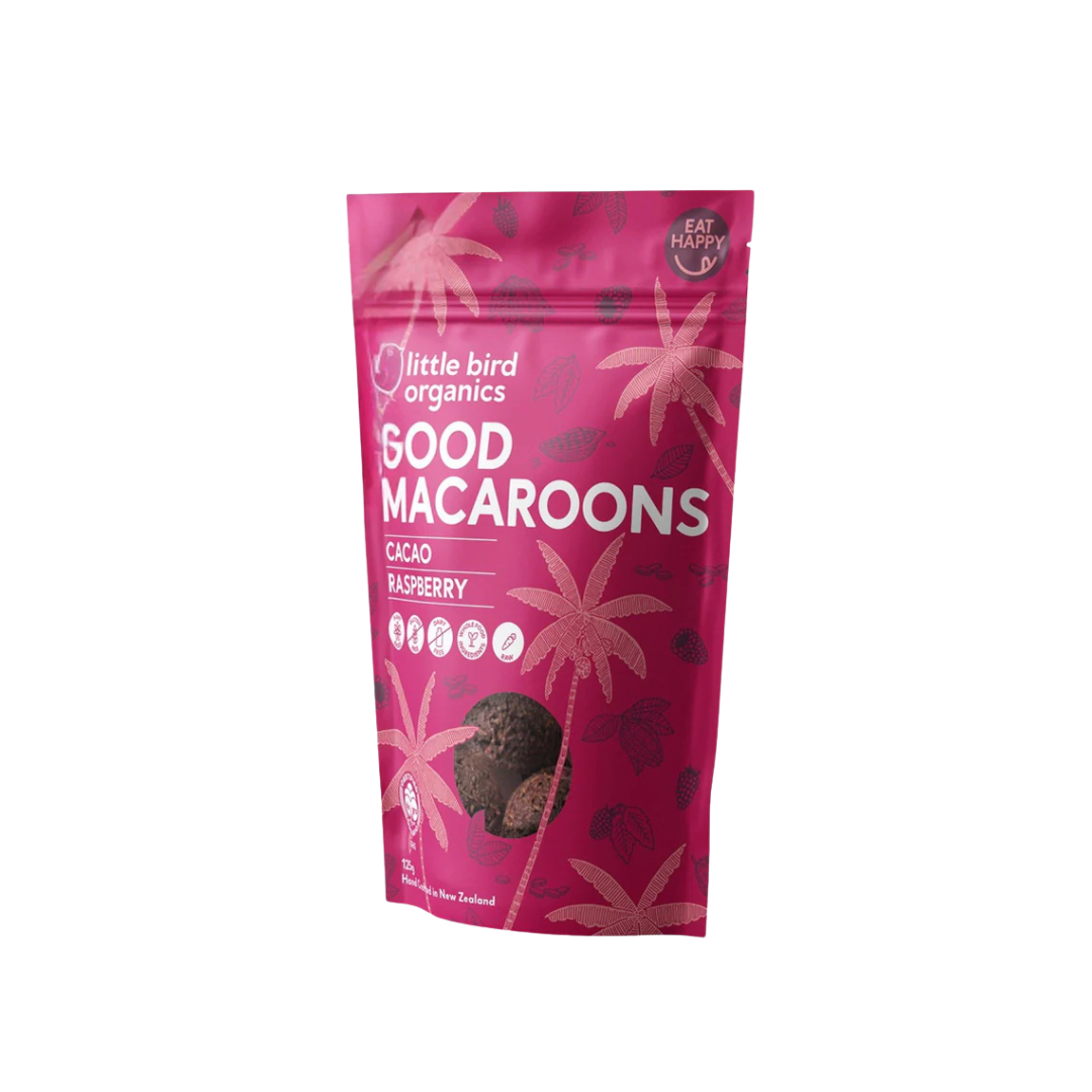 Little Bird Organics Good Macaroons Cacao + Raspberry 125g