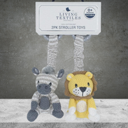 Living Textile 2 Pk Stroller Toys - Zebra & Lion