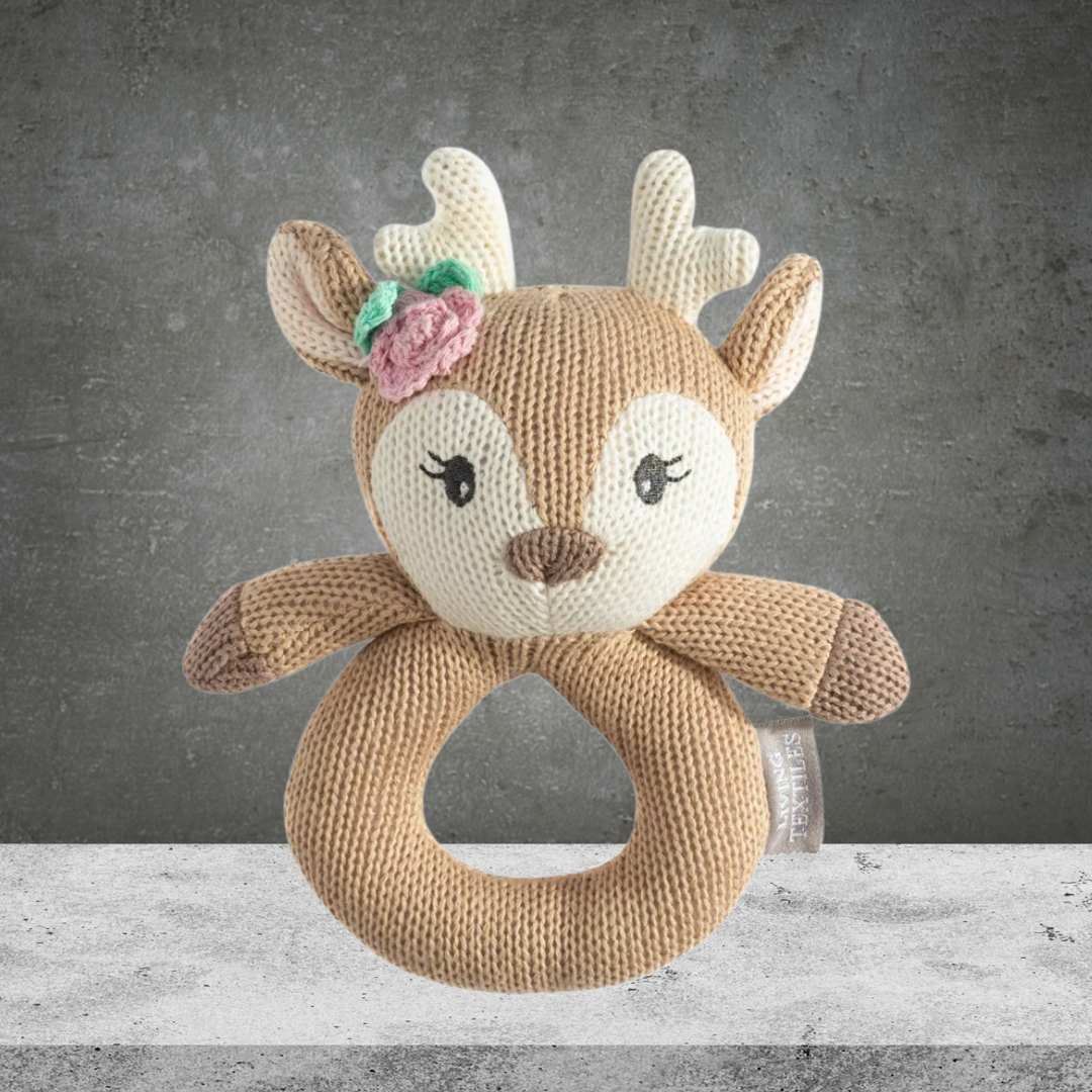 Living Textiles Ava The Fawn Knitted Rattle