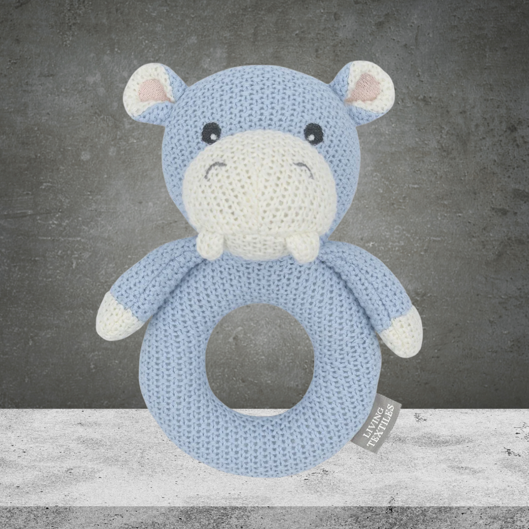 Living Textiles Harry the Hippo Knitted Rattle