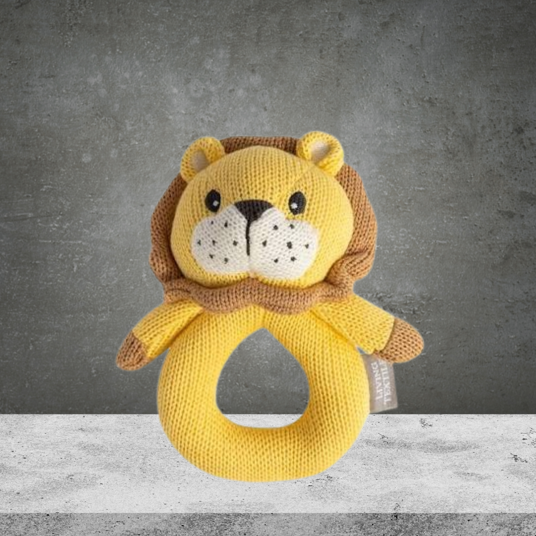 Living Textiles Leo The Lion Knitted Rattle