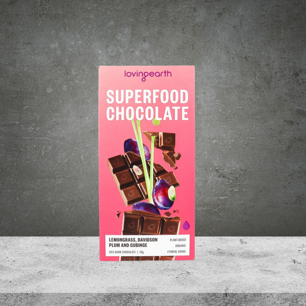 Loving Earth Superfood Chocolate Lemongrass Davidson Plum & Gubinge 70g