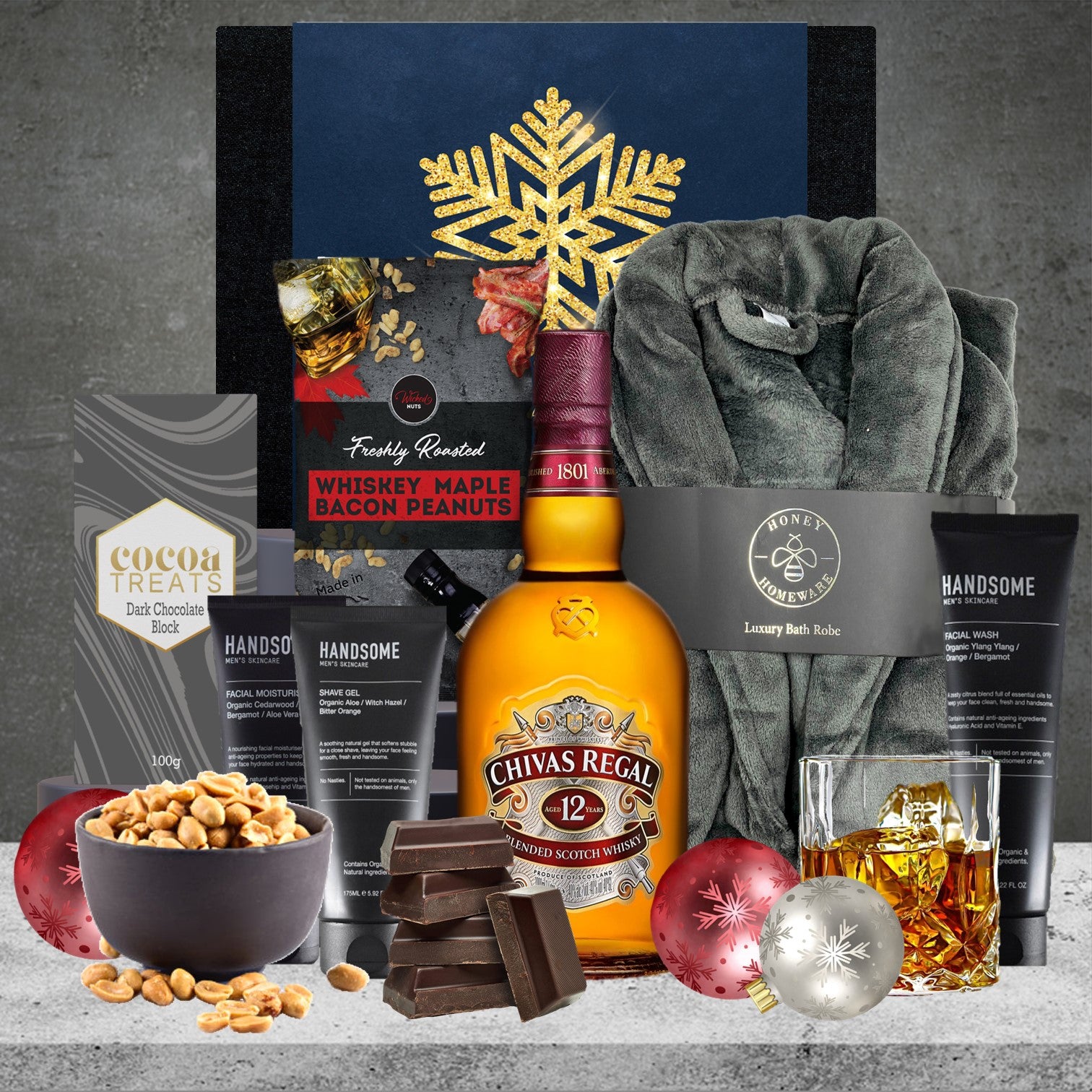 Luxury Robe & Chivas Christmas Hamper Grey 