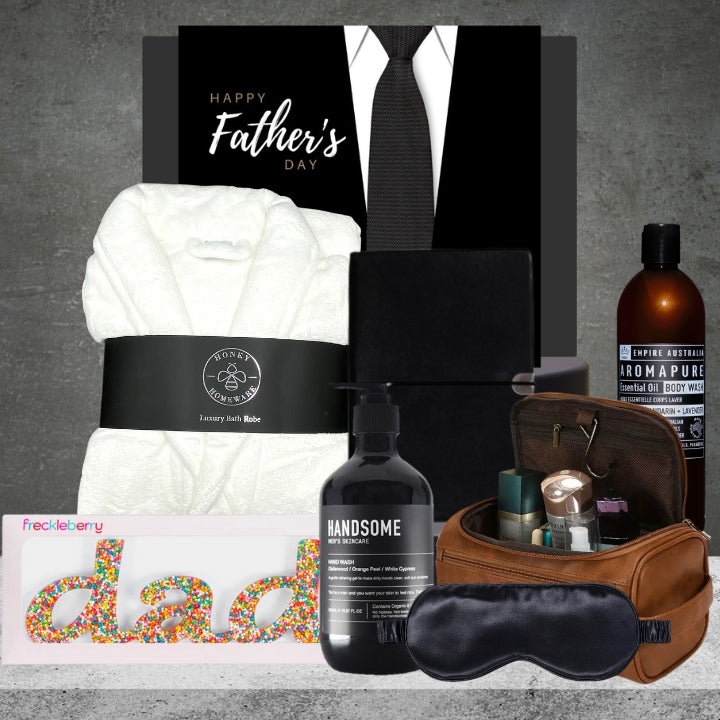 Luxury Robe and Self Care For Dad with white robe