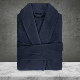Men's Long Waffle Blue Robe