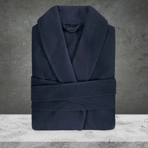 Men's Long Waffle Blue Robe