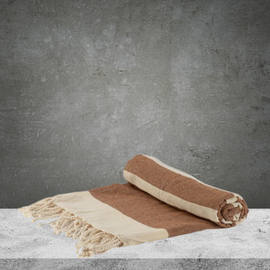 Nicola Spring Turkish Beach Towel – Mocha Stripe