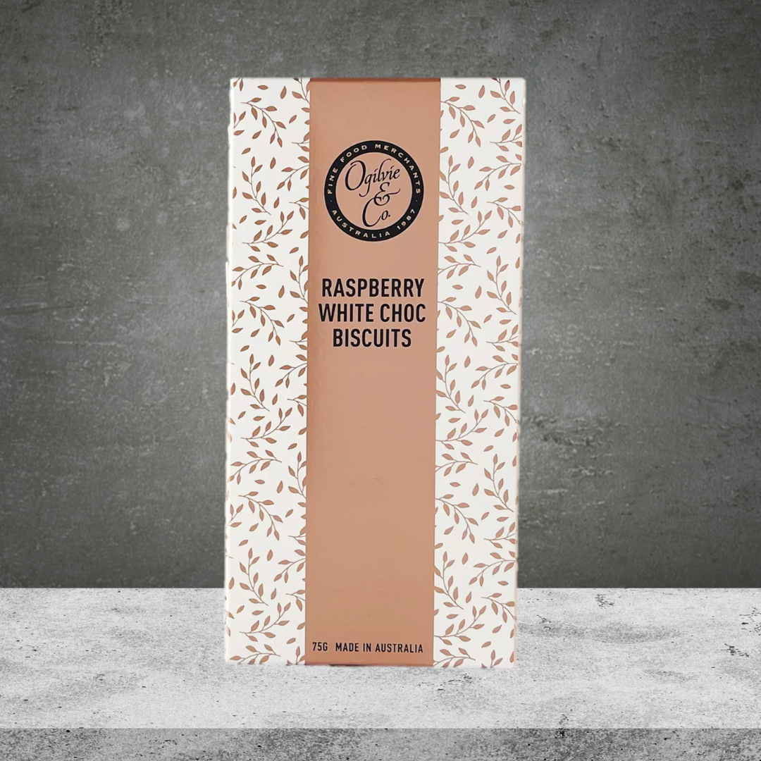 Ogilvie & Co Raspberry & White Choc Biscuits 75g