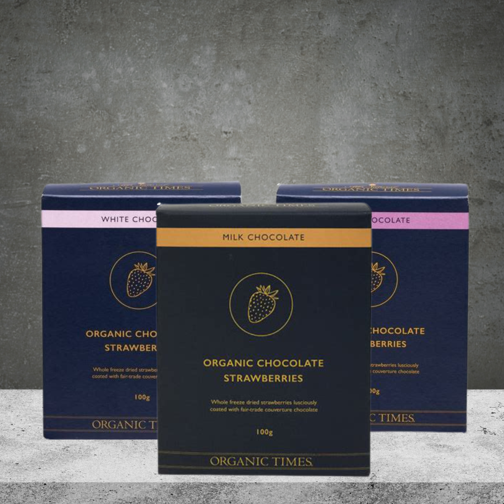 Organic Times Chocolate Coated Strawberries 100g