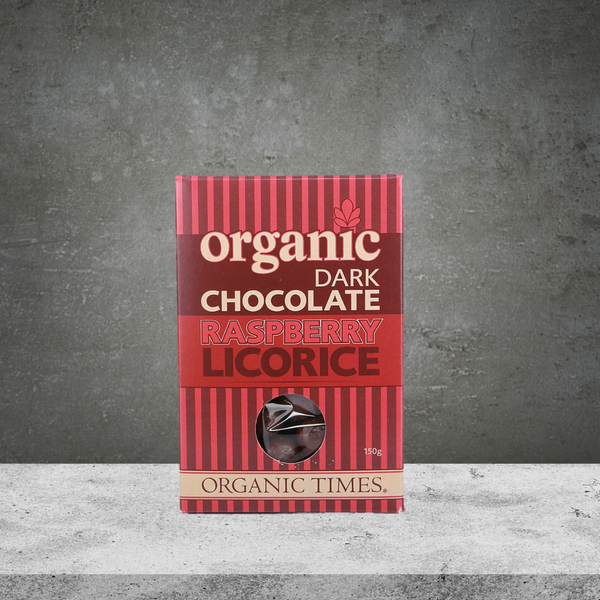 Organic Times Dark Chocolate Raspberry Licorice 150g