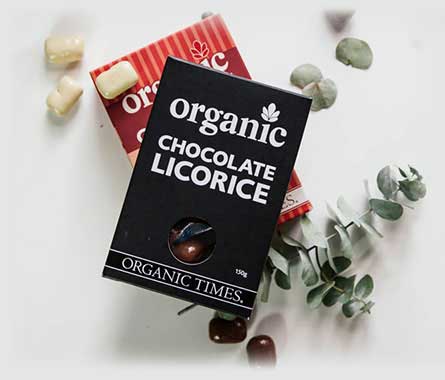 Organic Times Dark Chocolate Licorice 150g