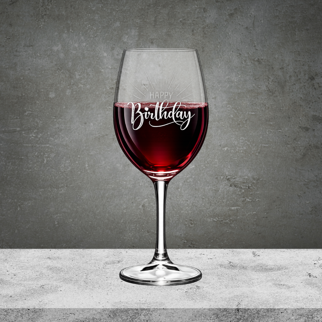 Happy Birthday Engraved Wine Glass