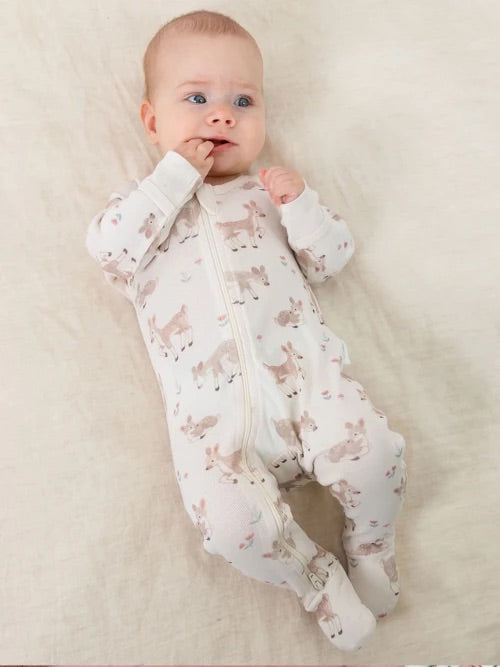 Pure Baby fawn printed zip grow suit