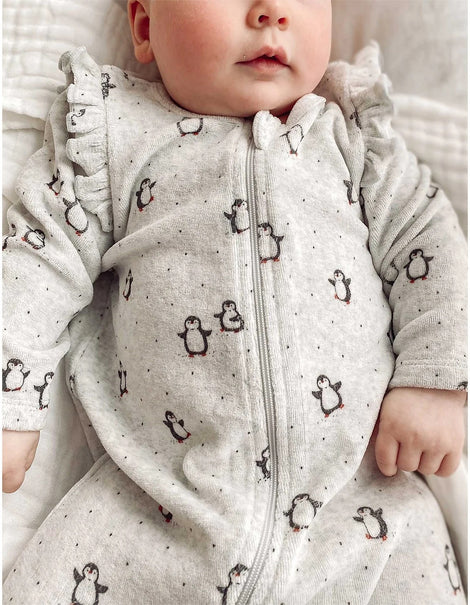 Pure Baby penguin print grow suit
